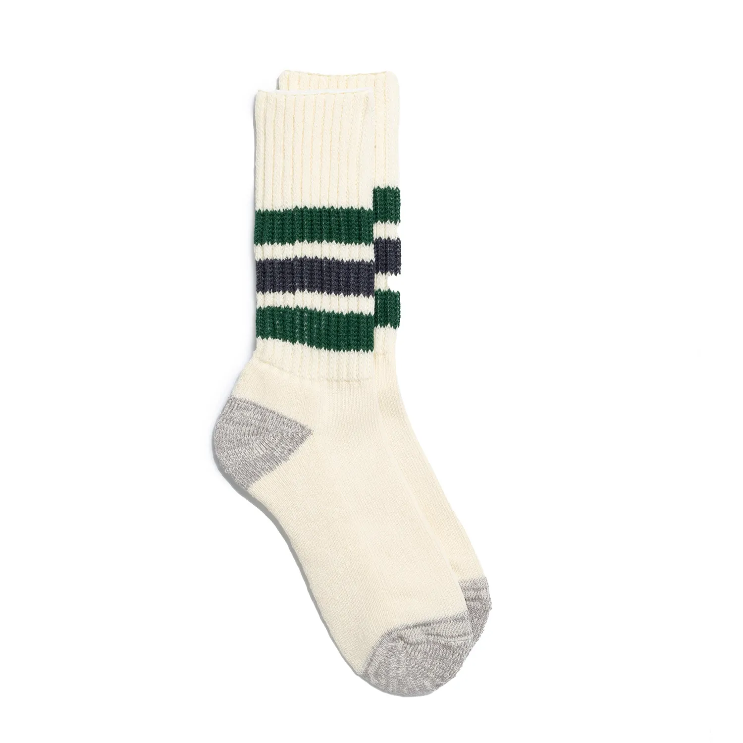 Rototo Rototo<Coarse Ribbed Old School Crew Socks Green/Charcoal