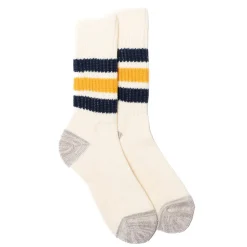 Rototo Rototo<Coarse Ribbed Old School Crew Socks Navy/Yellow
