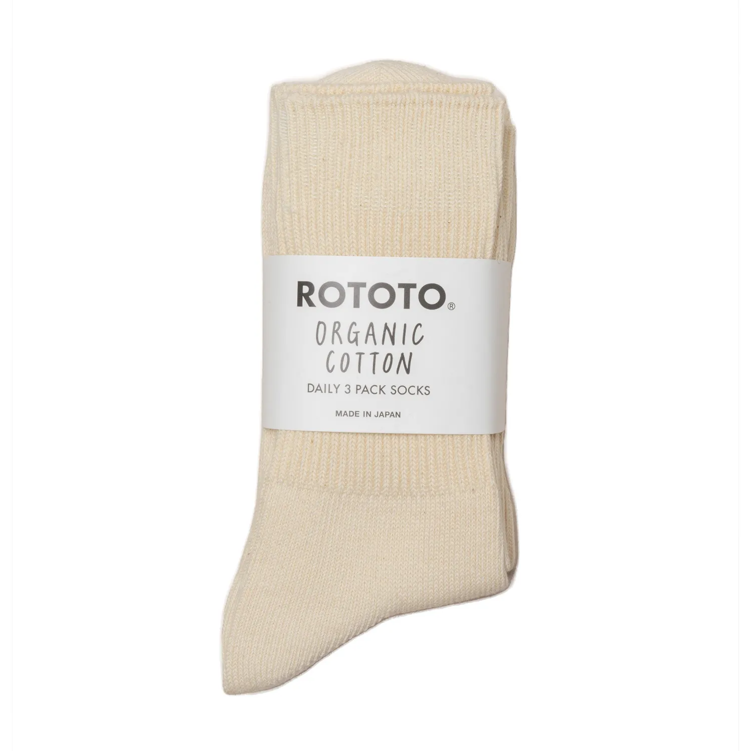 Rototo Rototo<Organic Daily 3 Pack Ribbed Crew Socks Ecru