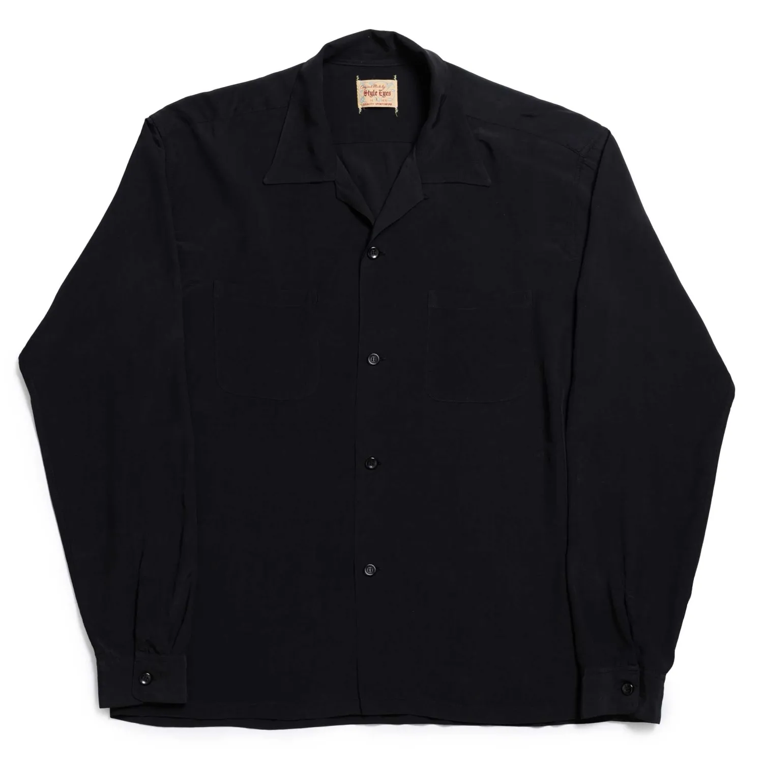 Style Eyes Shirts<by Toyo Enterprise Plain Rayon Bowling Shirt Black