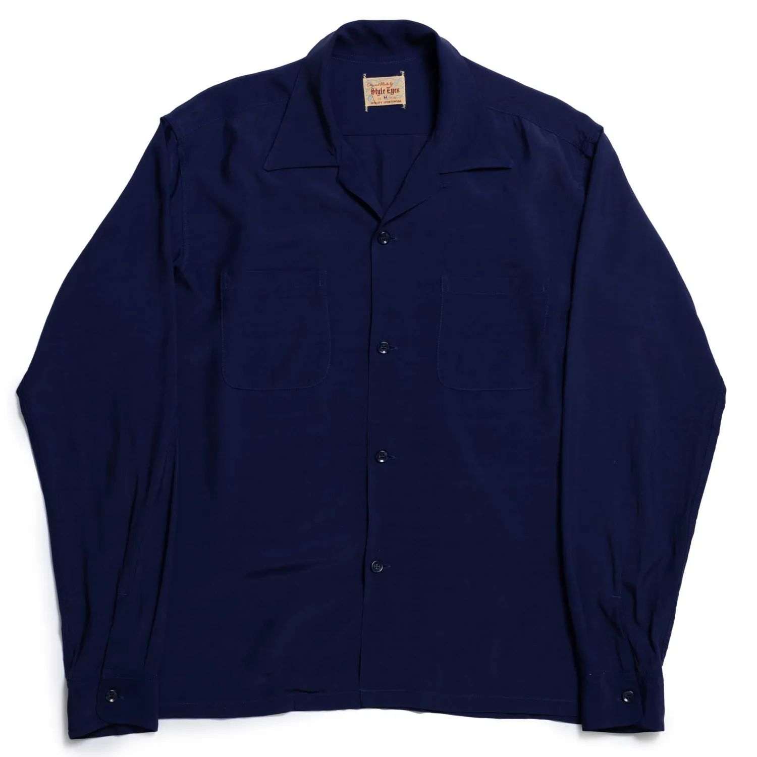 Style Eyes Shirts<by Toyo Enterprise Plain Rayon Bowling Shirt Navy