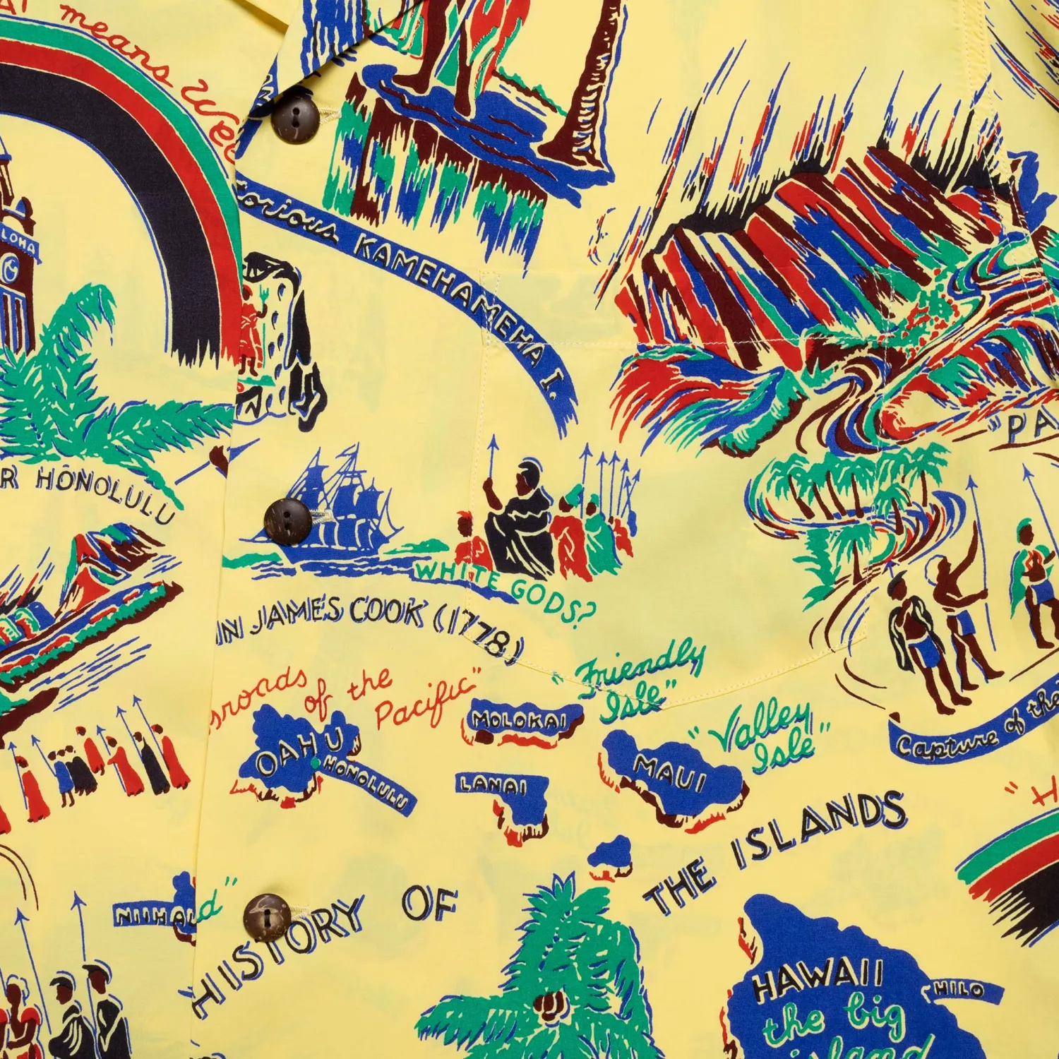Sun Surf Shirts|Hawaiian Shirt<History Of The Islands Hawaiian Shirt Yellow