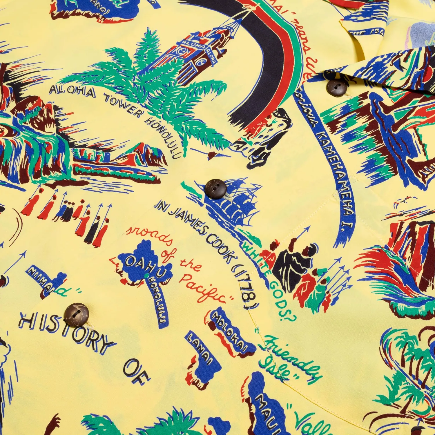 Sun Surf Shirts|Hawaiian Shirt<History Of The Islands Hawaiian Shirt Yellow