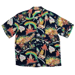 Sun Surf Shirts|Hawaiian Shirt<History Of The Islands Hawaiian Shirt Navy