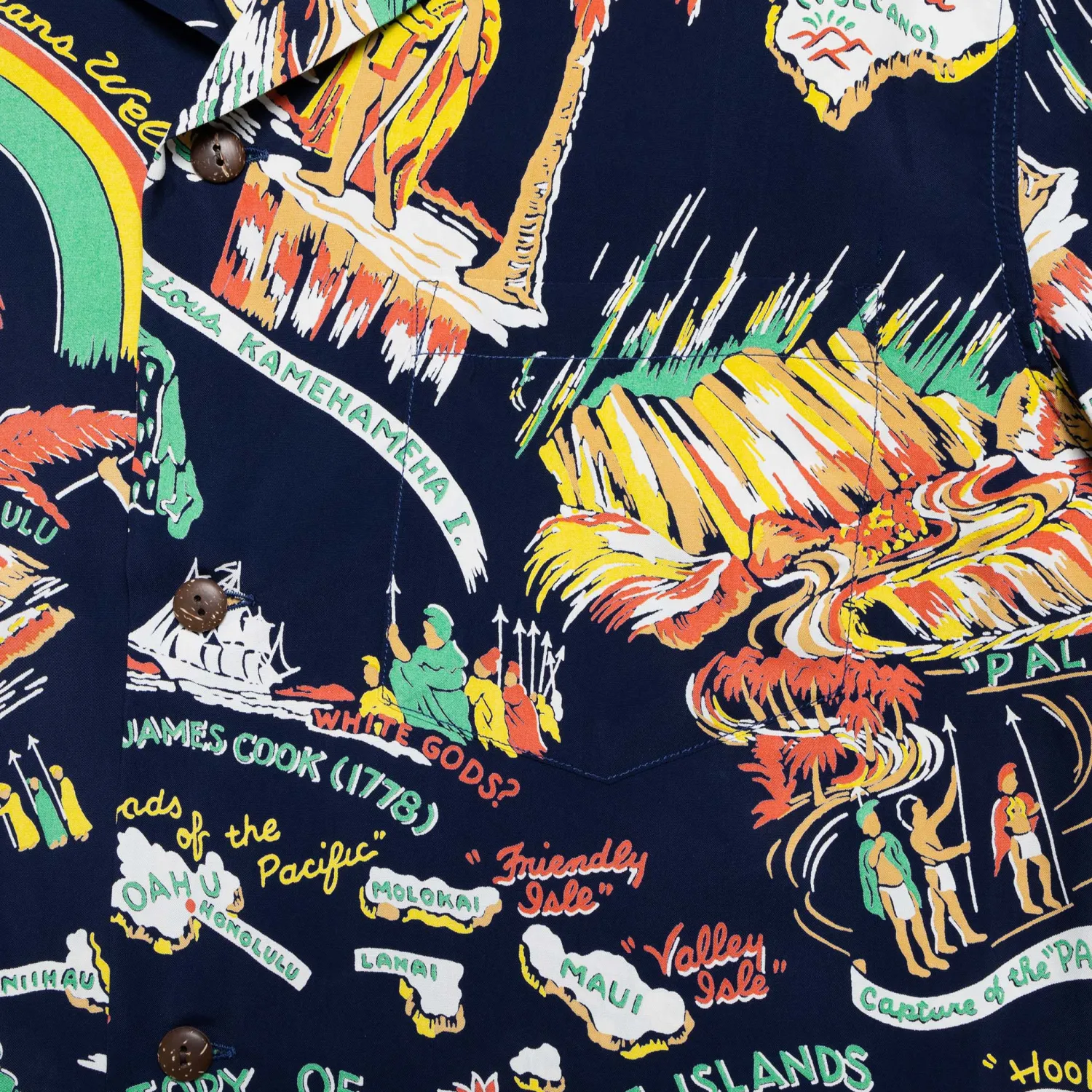 Sun Surf Shirts|Hawaiian Shirt<History Of The Islands Hawaiian Shirt Navy