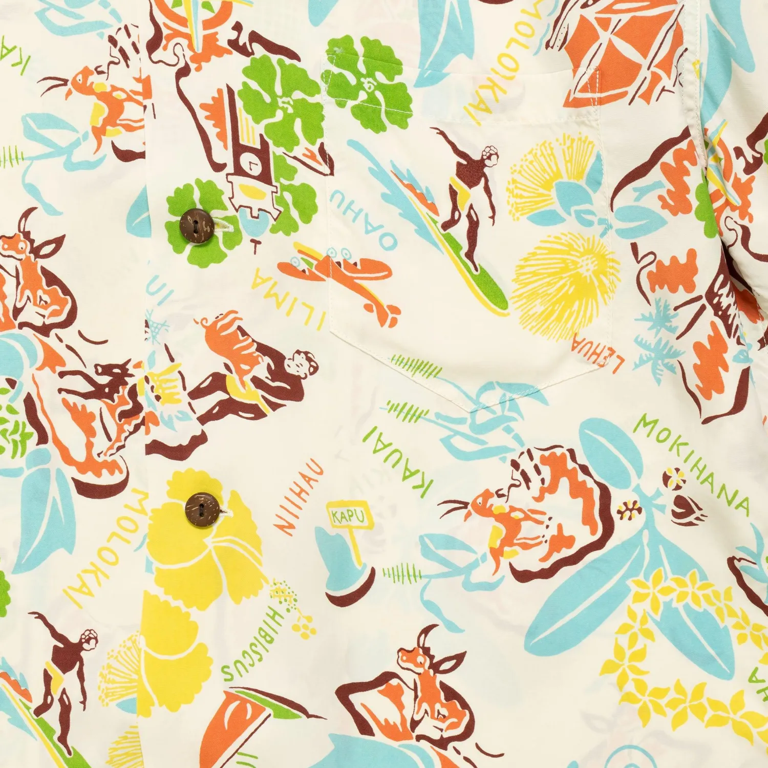 Sun Surf Shirts|Hawaiian Shirt<Symbol of The Islands Hawaiian Off White