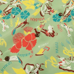 Sun Surf Shirts|Hawaiian Shirt<Symbol of The Islands Hawaiian Shirt Green