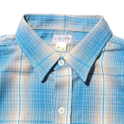 The Real McCoy's Shirts<8HU Ombre Check Summer Flannel Shirt Turquoise
