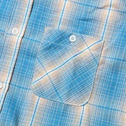 The Real McCoy's Shirts<8HU Ombre Check Summer Flannel Shirt Turquoise