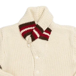 The Real McCoy's Knitwear<Striped Shawl Collar Cardigan Ecru