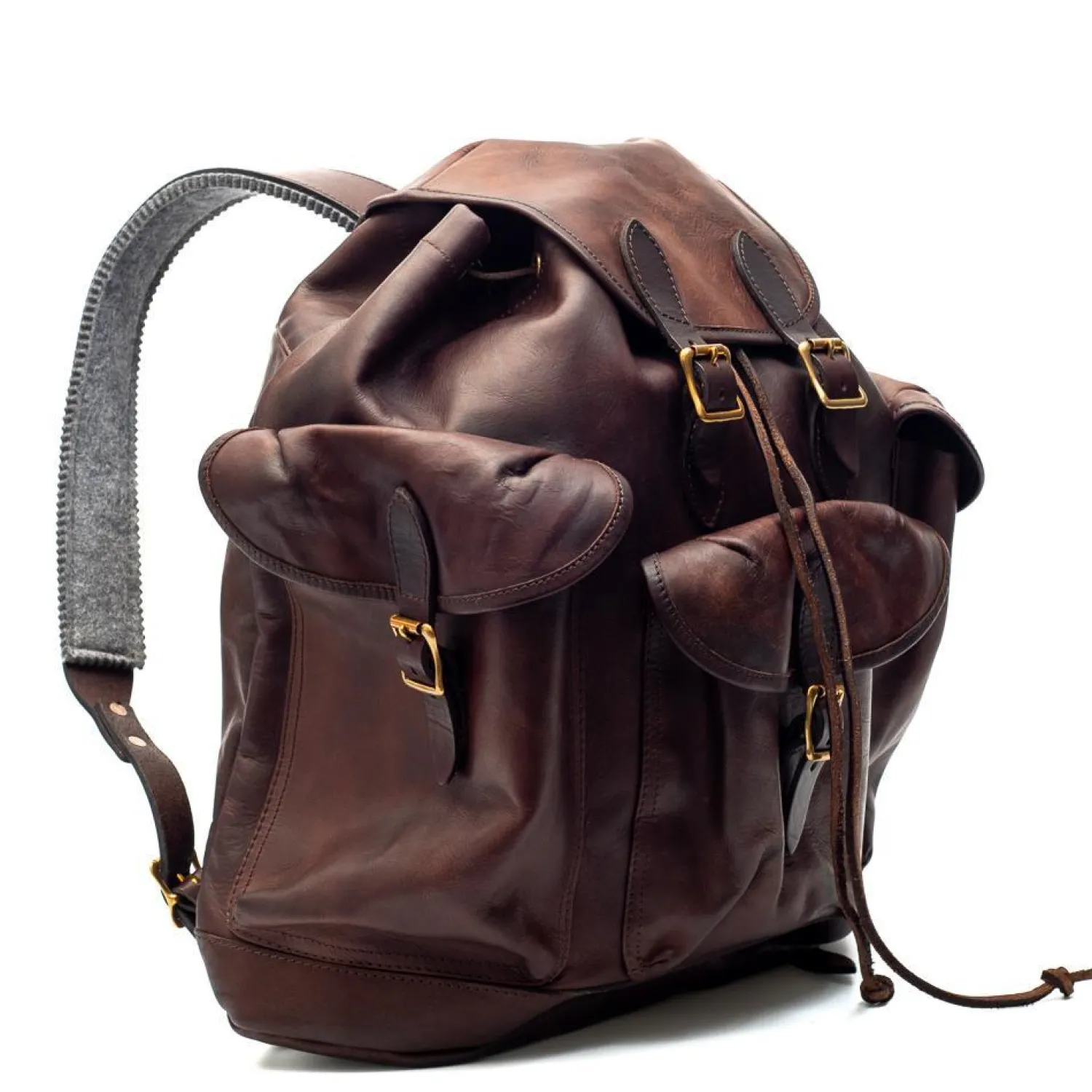 Vasco Vasco<Leather Army Rucksack Brown