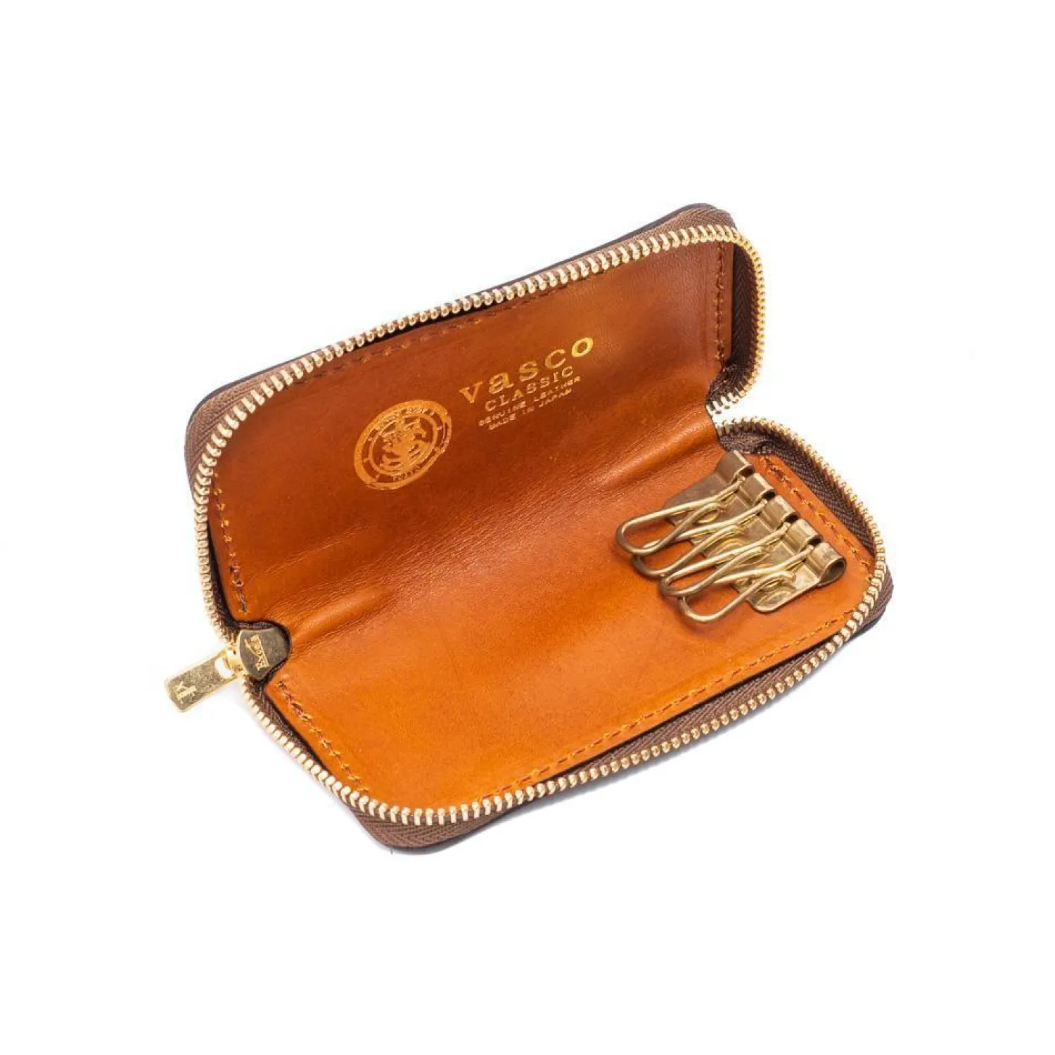 Vasco Vasco<Leather Voyage Round Zip Key Case Verde